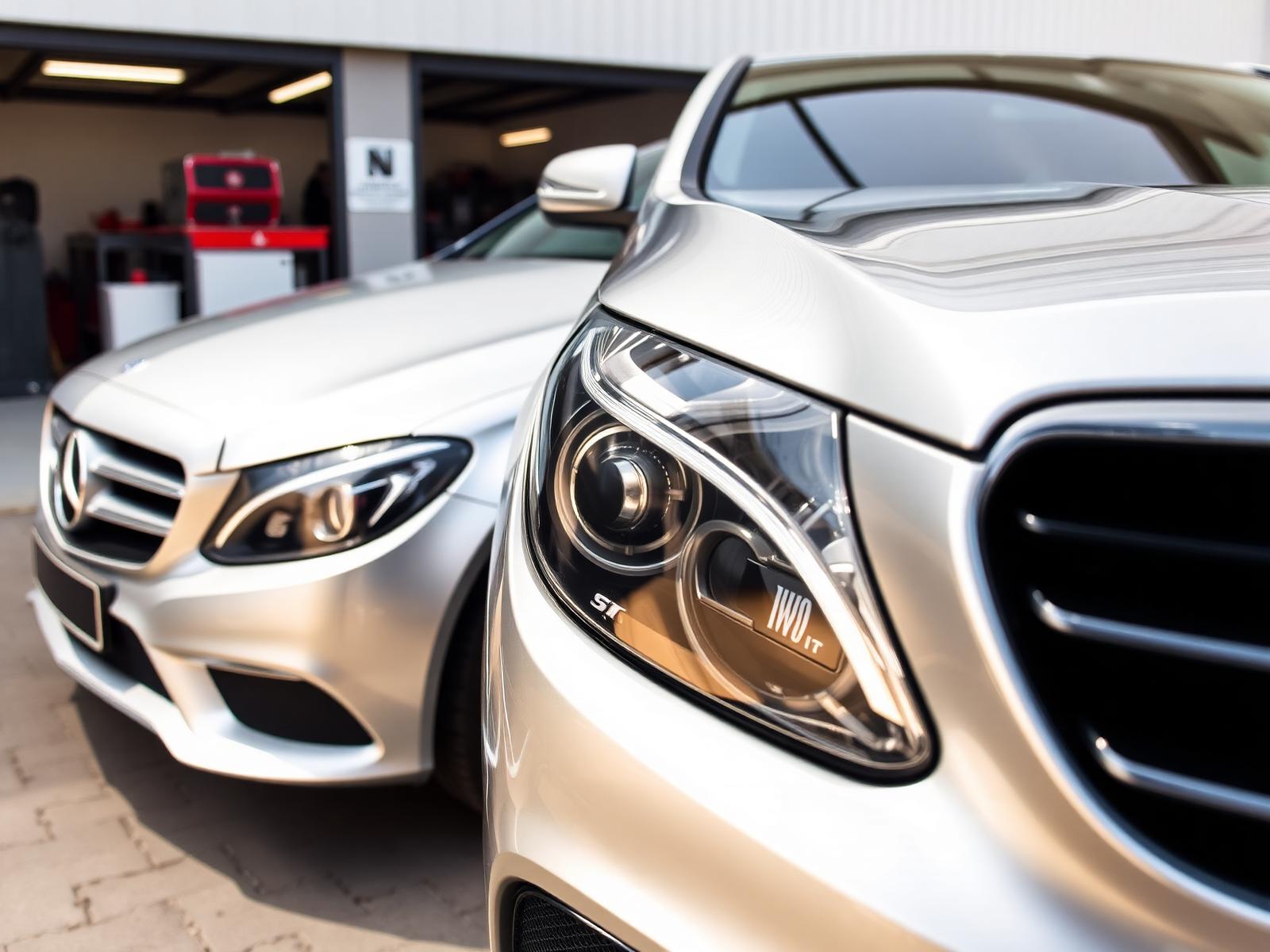 Freshly serviced Mercedes C-Class ready for handover